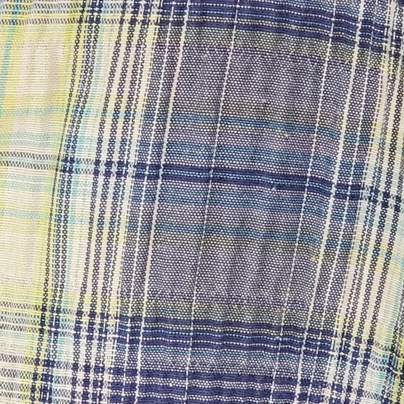 Christopher & Banks Blue Green Plaid V Neck Button Front Long Sleeve Tunic Large - Picture 6 of 8